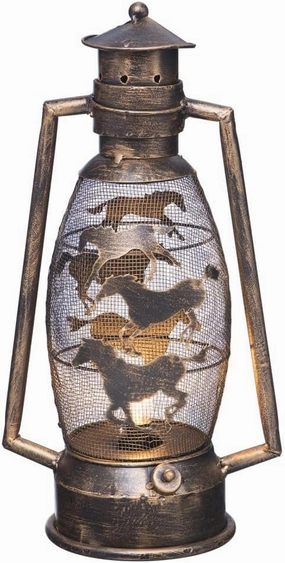 J.T. Industries Western Cutout Lantern Bronze Horse