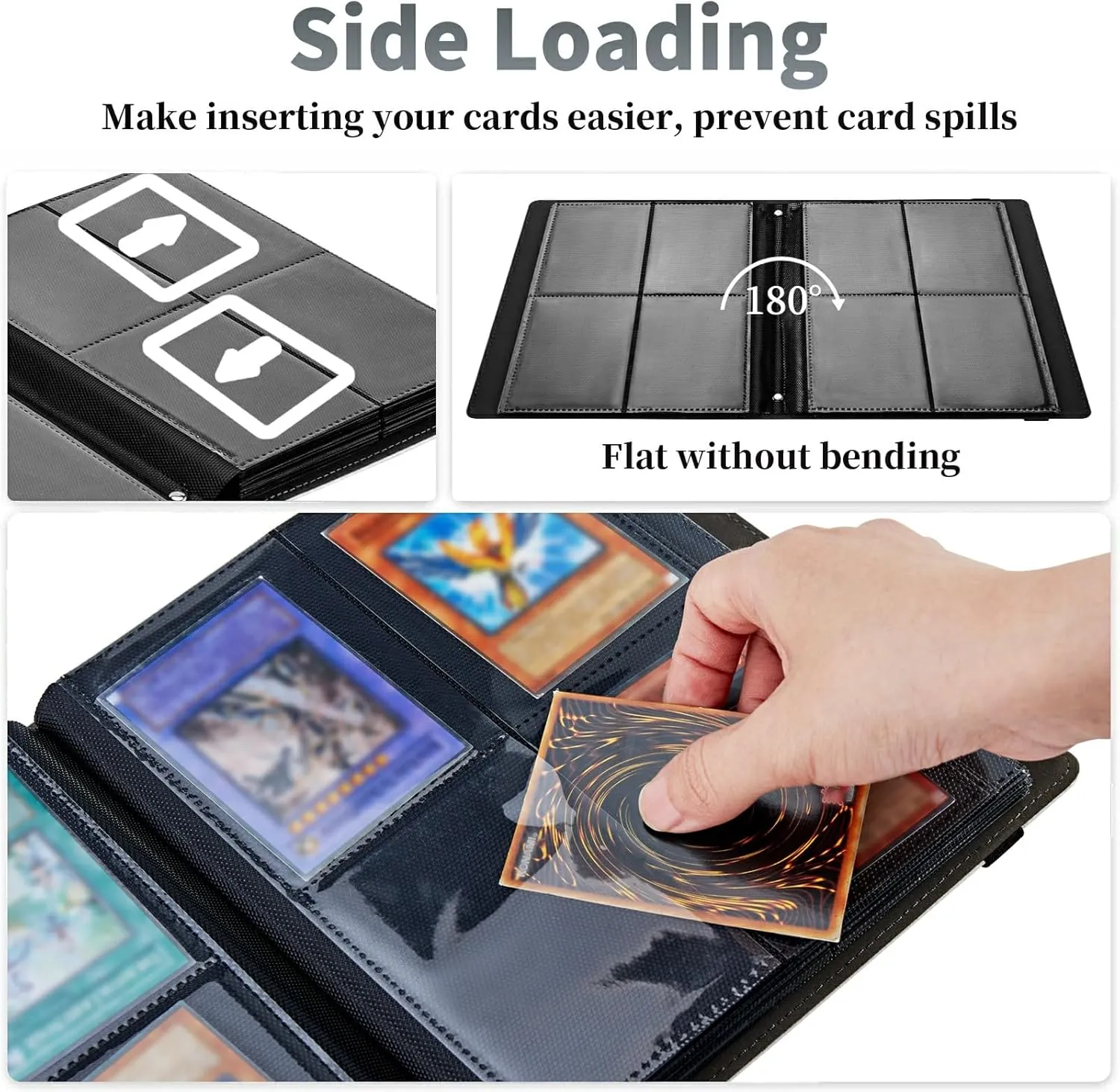Japanese Koi Fish Card Binder, 4 Pocket Trading Card Album Folder Sleeves Side Loading 160 Pockets Premium PU Card Book Card Holder Binder Card Album for Game Cards/Sports Cards