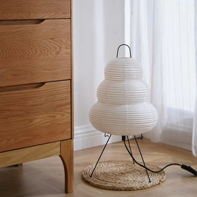 Japanese Noguchi Inspired Table Lamp Zen Rice Paper Lantern with Warm Light for Bedroom Living Room or Office Modern Japandi Decor(Segment)