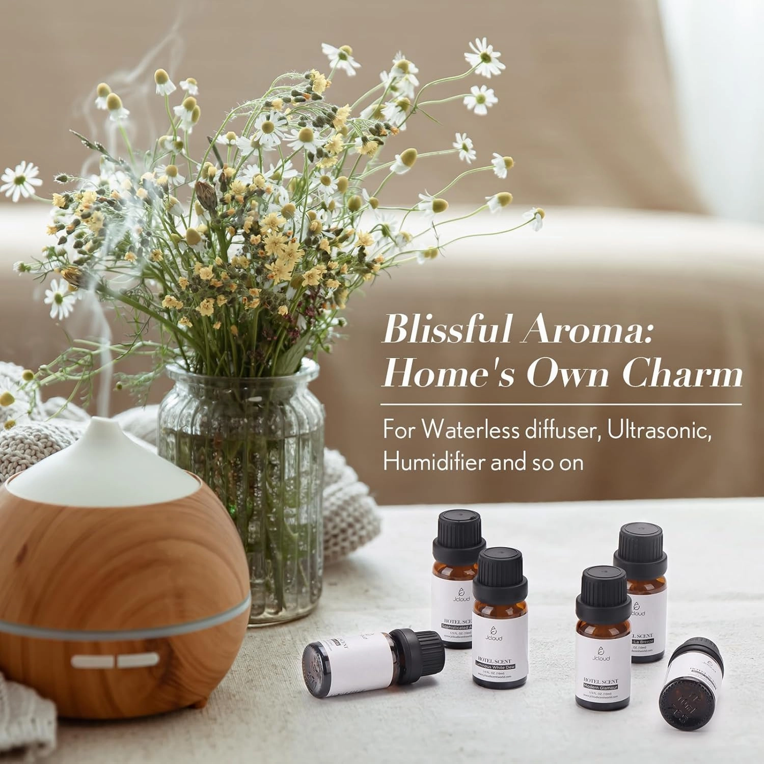 JCLOUD Hotel Diffuser Oils Set | Top 6 Luxury Hotel Inspired Essential Oils for Diffuser for Home, Pure Aromatherapy Diffuser Oil Gift Set, Home Luxury & Hotel Scents for Diffuser - 6x10mL