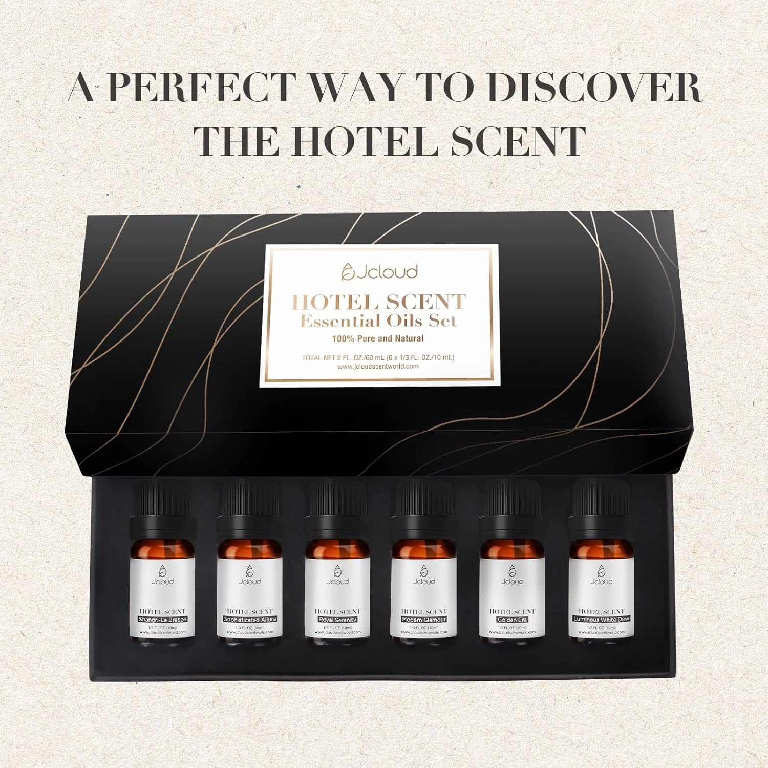 JCLOUD Hotel Diffuser Oils Set | Top 6 Luxury Hotel Inspired Essential Oils for Diffuser for Home, Pure Aromatherapy Diffuser Oil Gift Set, Home Luxury & Hotel Scents for Diffuser - 6x10mL