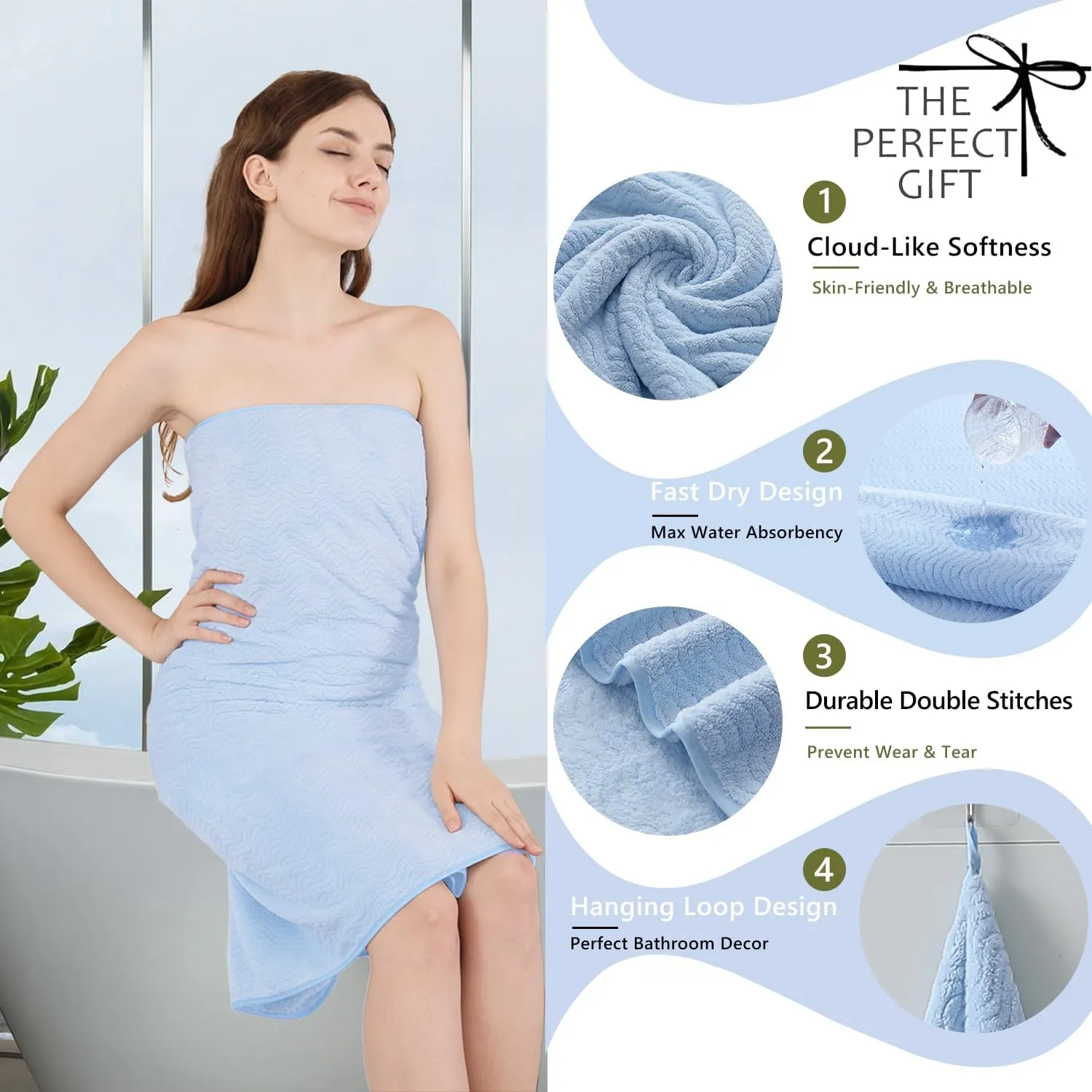 Jessy Home 8 Piece Bath Towel Set |2 Oversized Large Bath Sheet,2 Hand Towels,4 Washcloths| Soft Luxury Towel Set for Bathroom Hotel,Highly Absorbent Quick Dry 600GSM Bathroom Towel Collections Blue