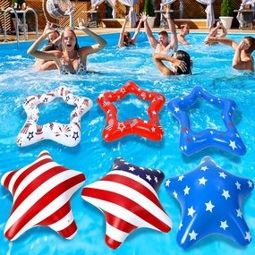 Jetec 6 Pack 4th of July Float for Pool American Patriotic Star Pool Float 36'' Independence Day Beach Swim Toy Summer Swim Ring Suit Swimming Pool Party Decorations for Adults Boys Girls