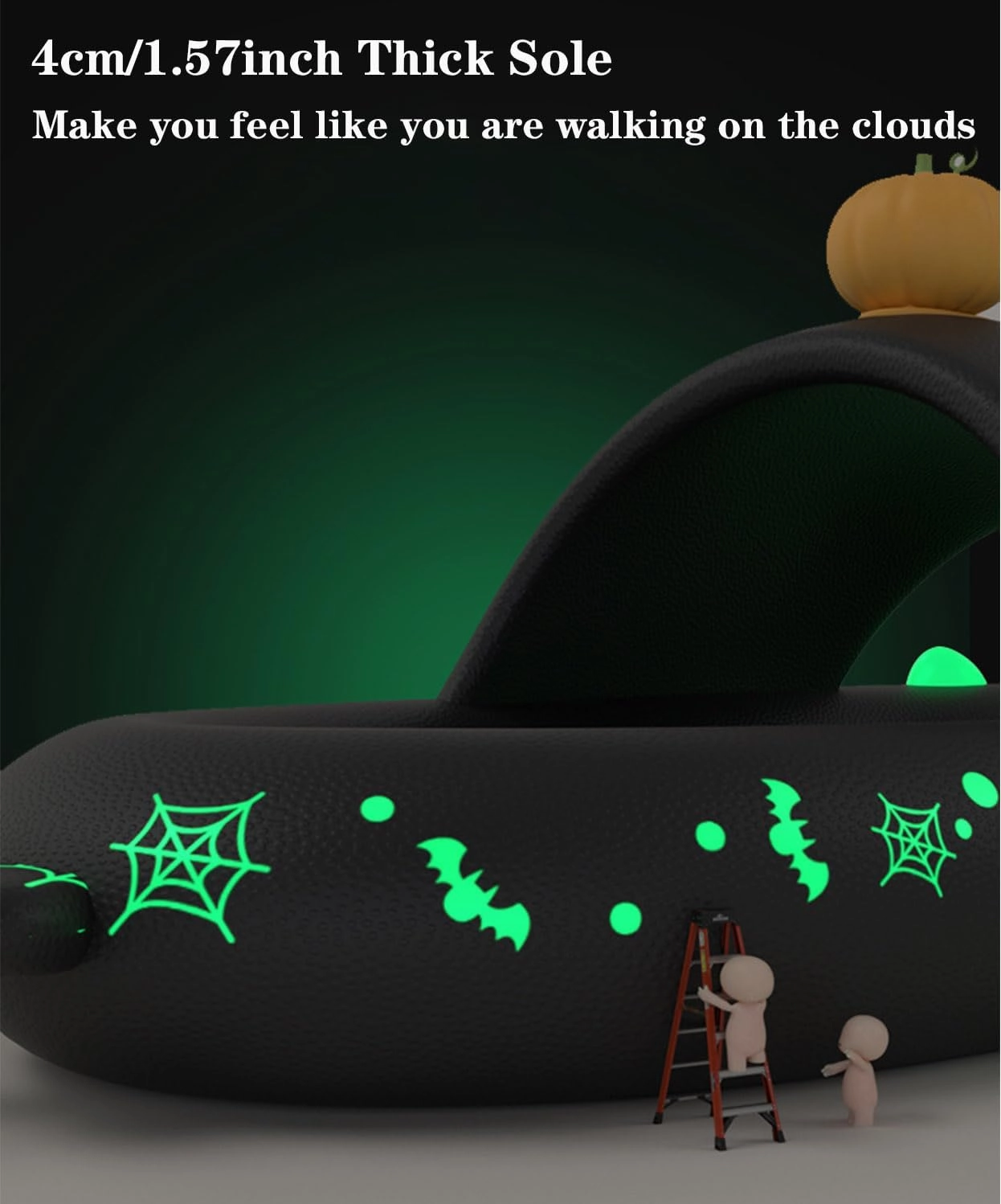 Jfxgjuv Halloween Luminous Shark Slippers, Spooky Shark Slides Glow in The Dark Halloween Shark Slides Christmas Shark Slides Santa Shark Slides Glow in The Dark for Men Women