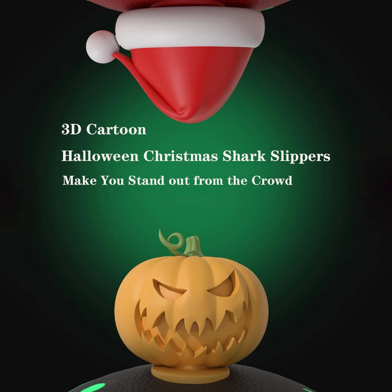 Jfxgjuv Halloween Luminous Shark Slippers, Spooky Shark Slides Glow in The Dark Halloween Shark Slides Christmas Shark Slides Santa Shark Slides Glow in The Dark for Men Women