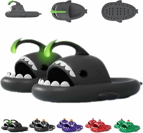 Jfxgjuv Luminous Shark Slippers Spooky Shark Slides Glow in The Dark Shark Cloud Slides Glow in The Dark 3D Cartoon Halloween Christmas Shark Slides for Women Men