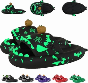 Jfxgjuv Luminous Shark Slippers Spooky Shark Slides Glow in The Dark Shark Cloud Slides Glow in The Dark 3D Cartoon Halloween Christmas Shark Slides for Women Men