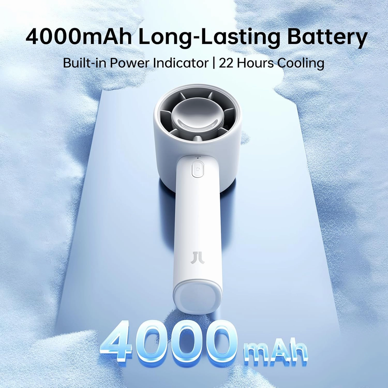 JISULIFE Portable Handheld Fan, 4000mAh Rechargeable Mini,Up to 22 Hours Cooling,5 Speed Strong Wind, USB Personal Fan for Travel Outdoor Camping Beach Makeup（Gray）