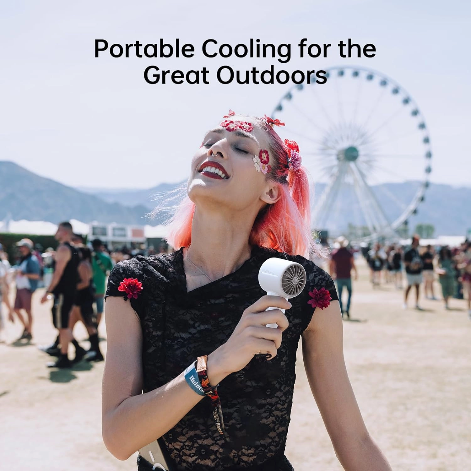 JISULIFE Portable Handheld Fan, 4000mAh Rechargeable Mini,Up to 22 Hours Cooling,5 Speed Strong Wind, USB Personal Fan for Travel Outdoor Camping Beach Makeup（Gray）