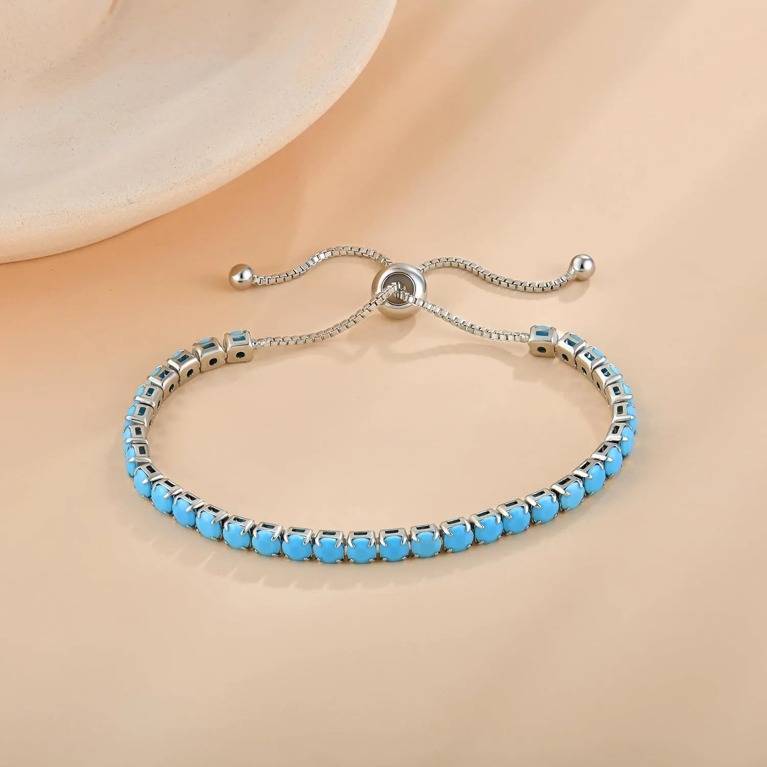 JO WISDOM Tennis Bracelets for Women 4mm Cubic Zirconia Birthstone Adjustable Slider Bracelets Tennis Bracelet Fashion Jewelry Birthday Gifts for Women