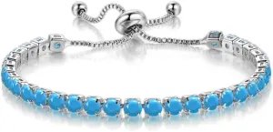 JO WISDOM Tennis Bracelets for Women 4mm Cubic Zirconia Birthstone Adjustable Slider Bracelets Tennis Bracelet Fashion Jewelry Birthday Gifts for Women