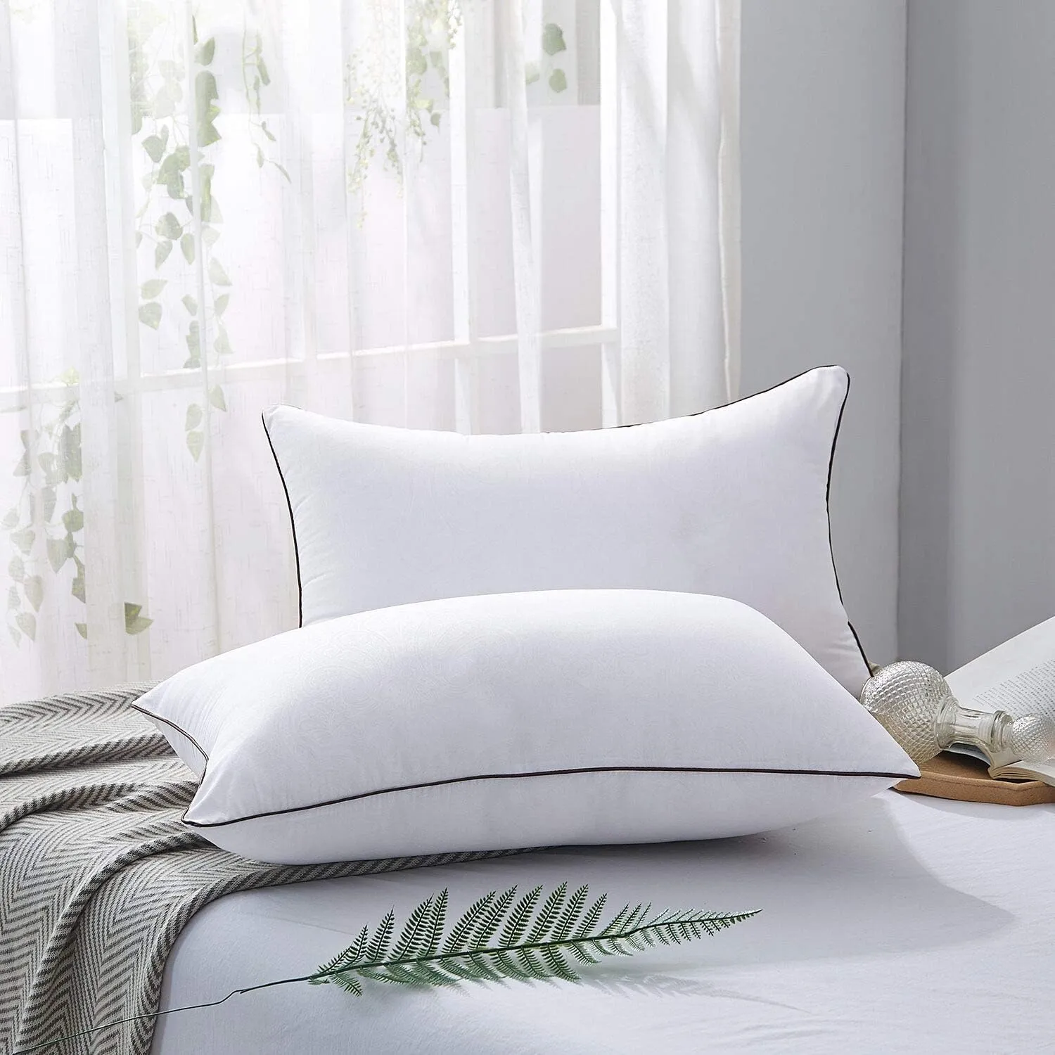 JOLLYVOGUE Bed Pillows Standard Size Set of 2, Cooling and Supportive Full Pillow 2 Pack for Side and Back Sleepers, Down Alternative Hotel Collection Sleeping Pillows, 26x20 Inches