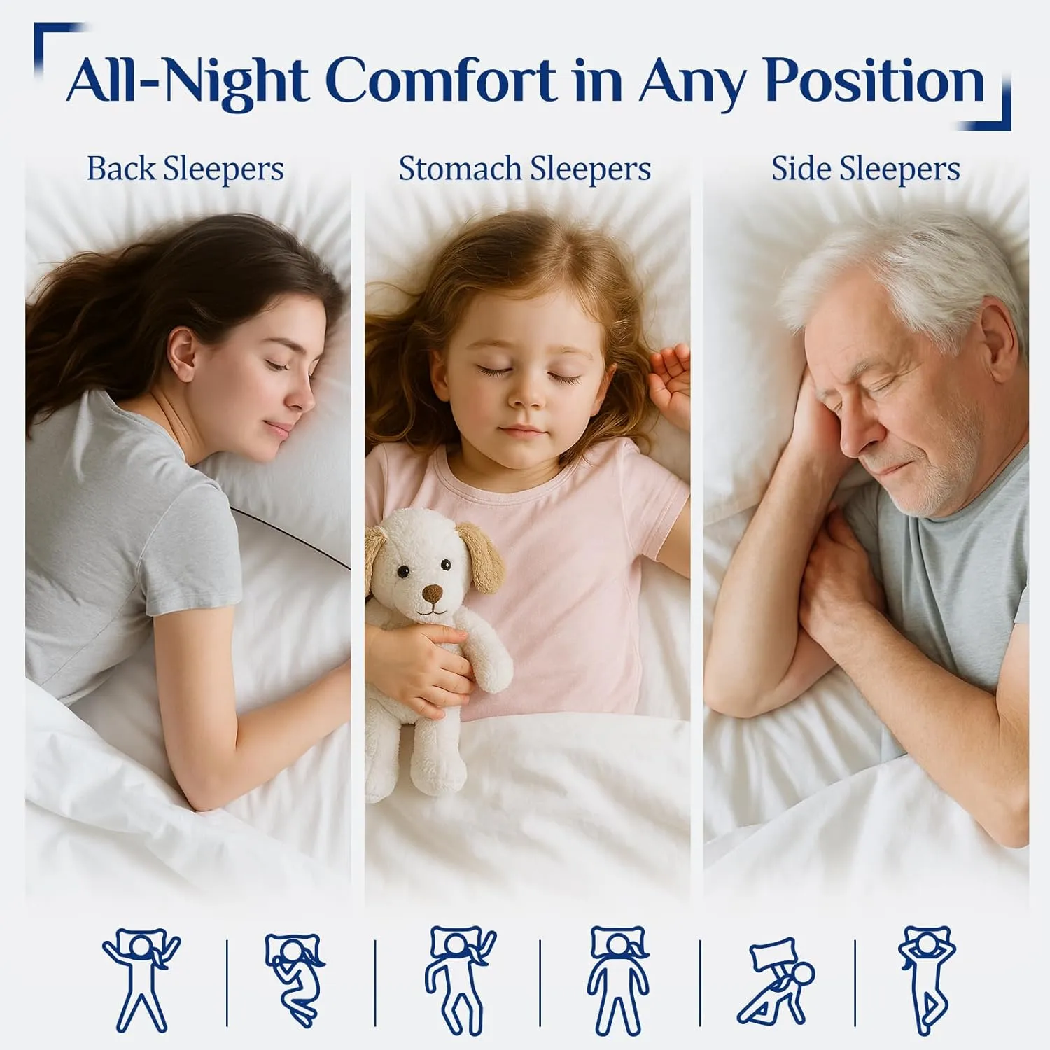JOLLYVOGUE Bed Pillows Standard Size Set of 2, Cooling and Supportive Full Pillow 2 Pack for Side and Back Sleepers, Down Alternative Hotel Collection Sleeping Pillows, 26x20 Inches