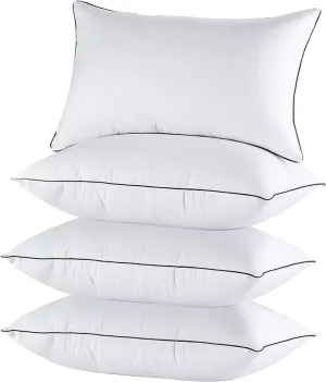 JOLLYVOGUE Pillows Queen Size Set of 4 for Sleeping, Soft and Supportive Bed Pillow with Down Alternative Filling for Side and Back Sleepers, Hotel Collection, 30x20 Inches