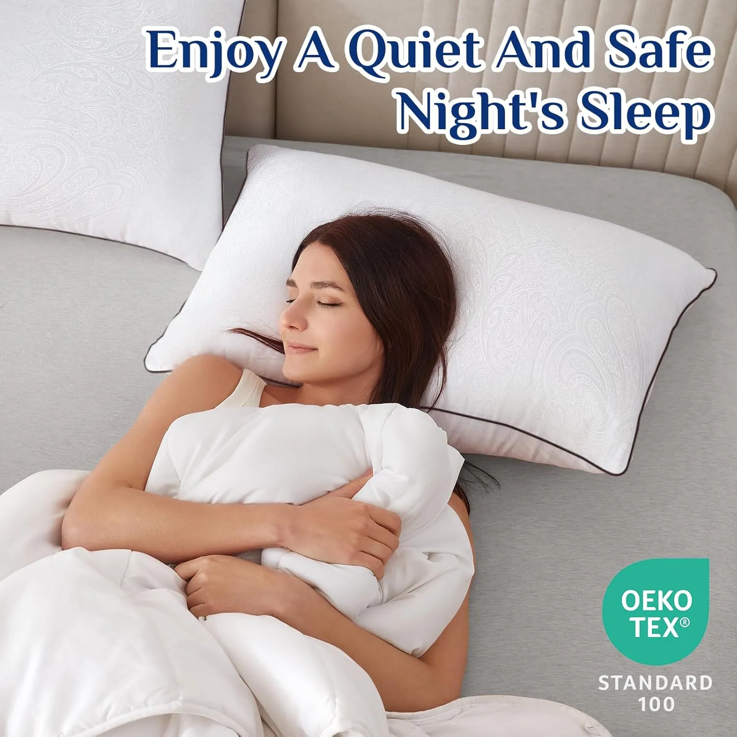 JOLLYVOGUE Pillows Queen Size Set of 4 for Sleeping, Soft and Supportive Bed Pillow with Down Alternative Filling for Side and Back Sleepers, Hotel Collection, 30x20 Inches