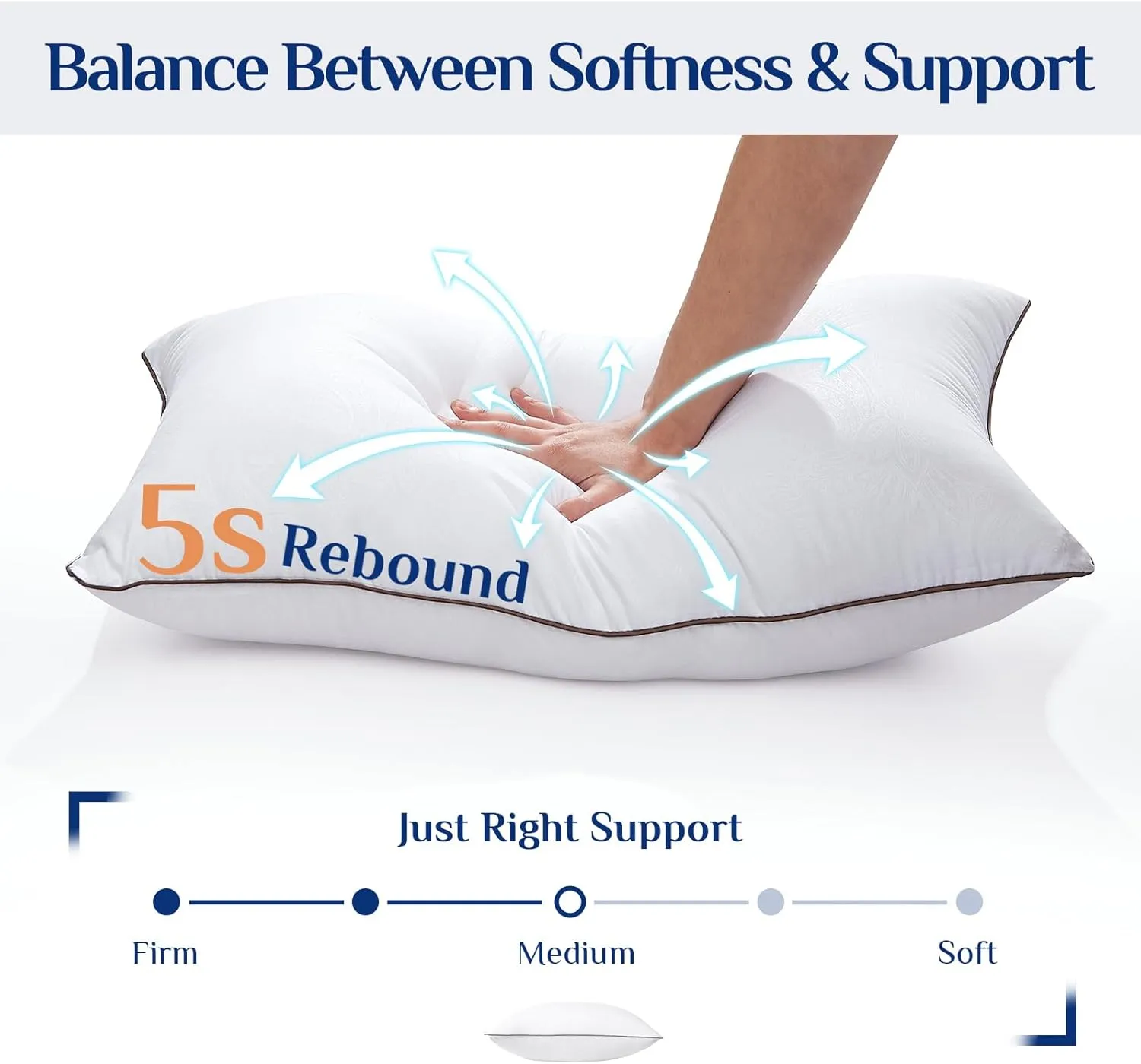 JOLLYVOGUE Pillows Queen Size Set of 4 for Sleeping, Soft and Supportive Bed Pillow with Down Alternative Filling for Side and Back Sleepers, Hotel Collection, 30x20 Inches