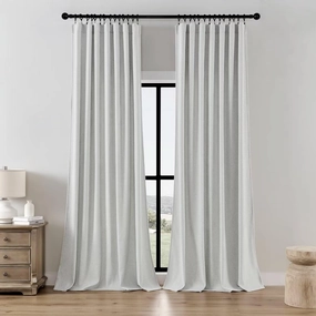 Joydeco Light Filtering Curtains 96 Inches Long for Bedroom Living Room, Faux Linen Curtains 96 Inch Length 2 Panels Set,Pinch Pleat Curtains for Bedroom Living Room(52x96 inch, Greyish White)