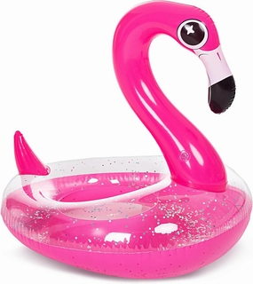 JOYIN Inflatable Flamingo Pool Floats - Flamingo Pool Tube Swim Ring Floaties with Glitter for Adults Kids Floating, Fun Beach Lake Floaty Raft, Summer Swimming Pool Toys Party Decorations