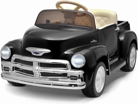 Joywhale 12V Kids Ride on Car Licensed Chevrolet 3100 Pickup Battery Powered Motorized Electric Car, with 7AH Big Battery, 2.4G Remote Control, 3-Speeds, Storage Space, Music, Retro Style, Black