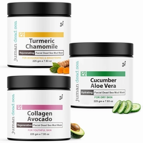 JUMAN Facial Care Set | For Dry Skin | Dead Sea Mud Mask Set with Essential Oils & Plant Extracts | Nourishes, Protects & Hydrates | SLS & Paraben Free | Vegan | Pack of 3