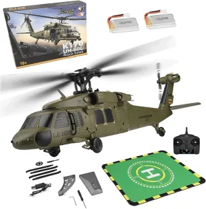 K170 Black Hawk UH-60L RC Helicopter,4CH Four Propeller Simulation Brushless Fixed Height Helicopter,RC Military Helicopters for Adults
