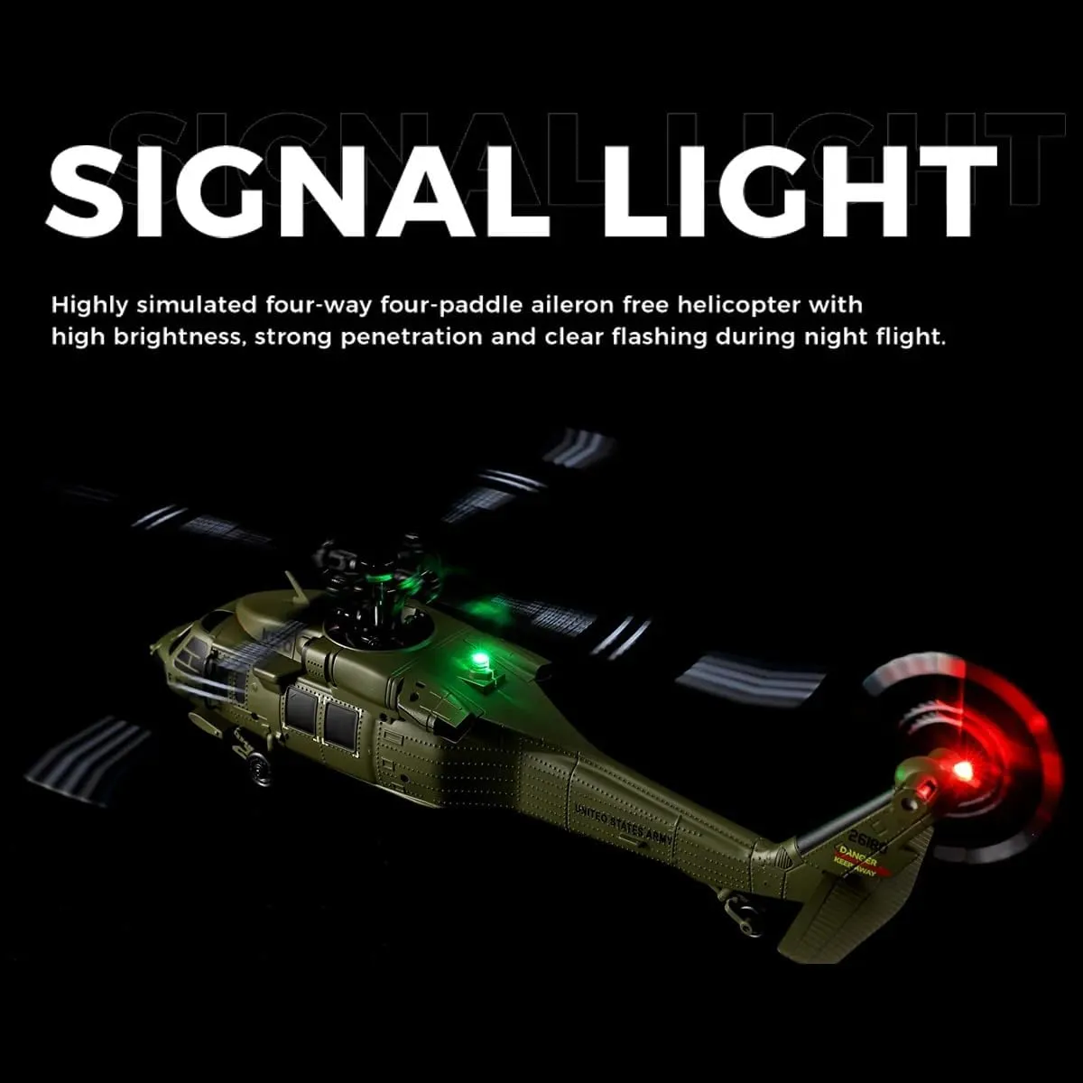K170 UH60L RC Helicopters with 6-Axis Gyro, 2.4G 4CH Remote Control Helicopter Brushless Motor Military RC Aircraft Altitude Hovering RTF for Adults - 4 Battery