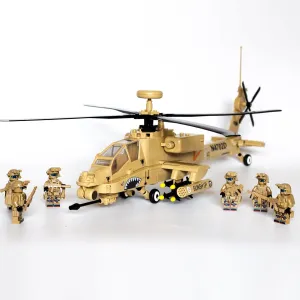 KALAPINK AH64 Apache Gunship Helicopter and Military Minifigures Models, Army Airplane Building Block Sets (200  Pieces) Designed for Plane Lovers, Kids (8 Years) and Adults