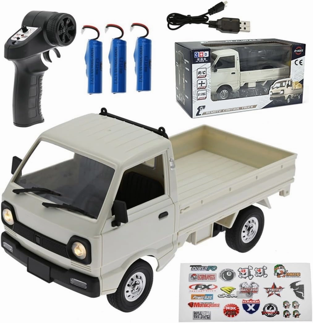 KAROYD RC Mini-Truck, D12mini 1/16 2.4Ghz RC Car Truck - White