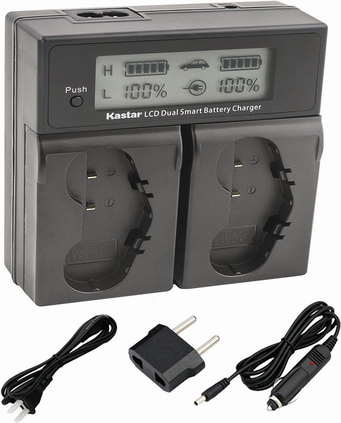 Kastar LCD Dual Fast Charger for Nikon EN-EL18c EN-EL18b EN-EL18a Nikon D4, Nikon D4S, Nikon D5, Nikon D800 D800E D810 D810A Battery Grip MB-D12, Nikon D500 Grip MB-D17, Nikon D850 Battery Grip MB-D18