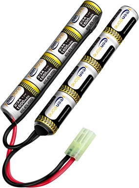 Keenstone 9.6V 1600mAh Butterfly Nunchuck Stick Mini Battery Pack with Mini Tamiya Connector for Airsoft Guns ICS CA TM SRC JG G36 G&M733 etc