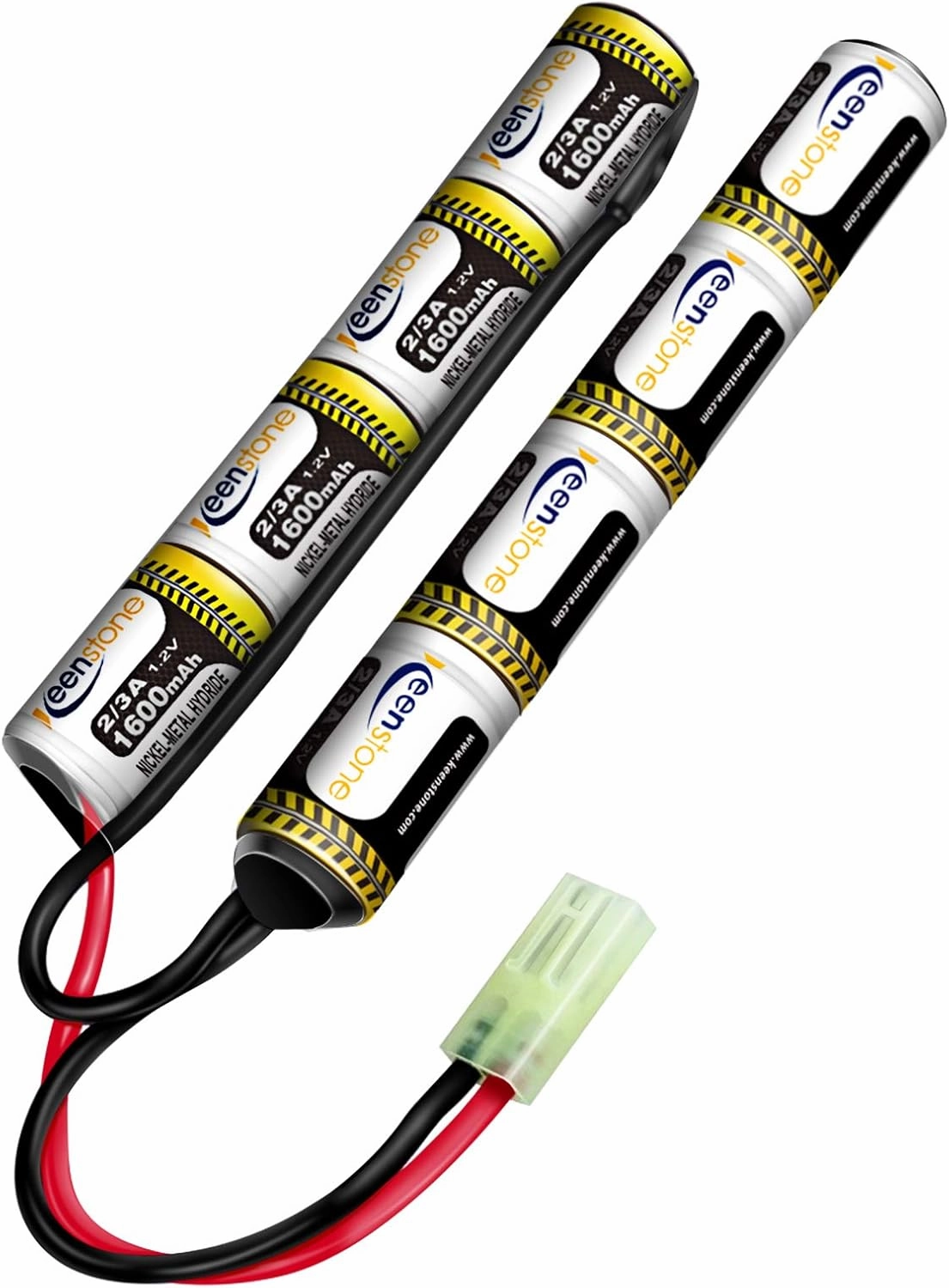 Keenstone 9.6V 1600mAh Butterfly Nunchuck Stick Mini Battery Pack with Mini Tamiya Connector for Airsoft Guns ICS CA TM SRC JG G36 G&M733 etc