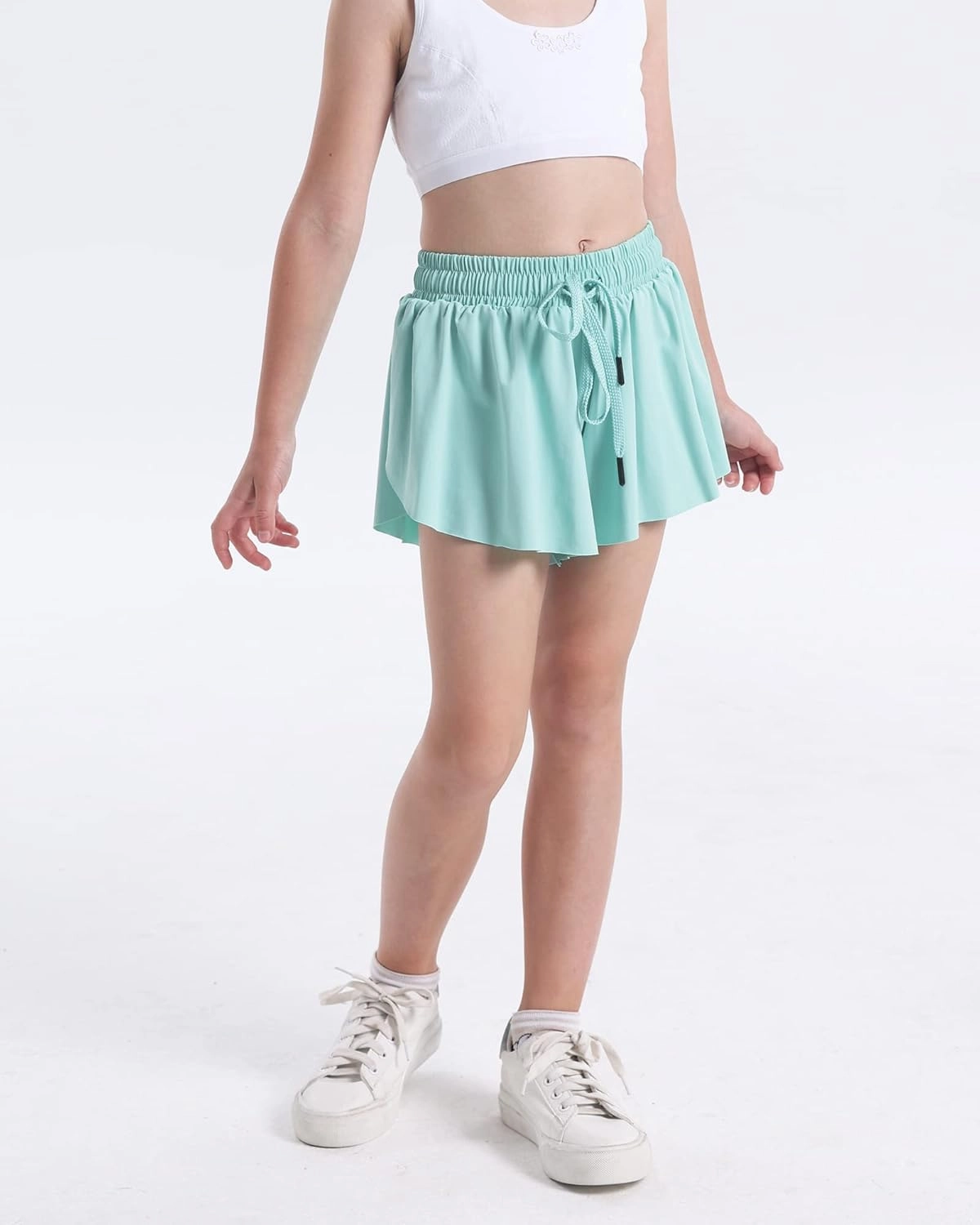 KEREDA Girls Flowy Shorts,Butterfly Shorts for Teen Girls with Spandex Liner 2-in-1 for Running,Gym,Athletic,Workout1/2/3Pack