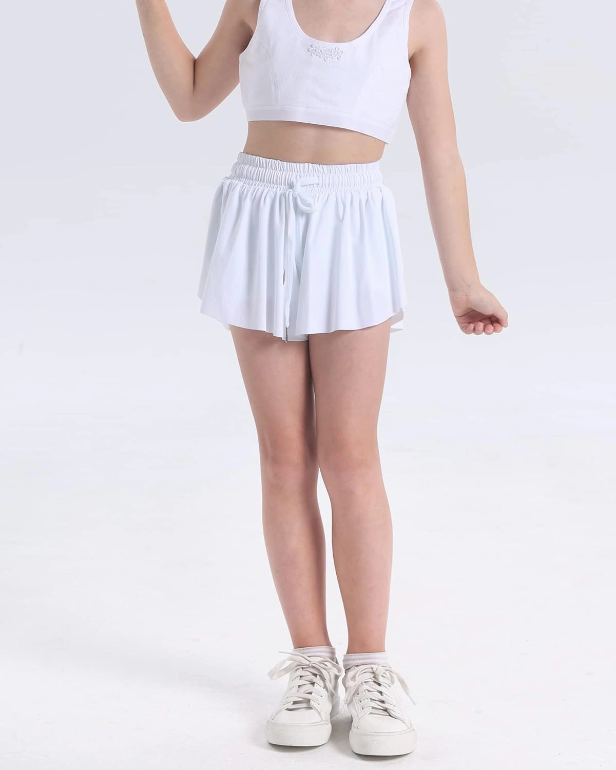 KEREDA Girls Flowy Shorts,Butterfly Shorts for Teen Girls with Spandex Liner 2-in-1 for Running,Gym,Athletic,Workout1/2/3Pack