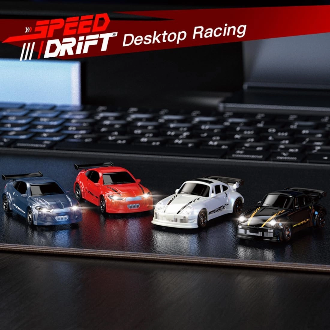 KF20 1:64 Scale Mini Drift RC Car with Full Proportional RTR 2.4GHZ Remote Control for Desktop Racing (RED)