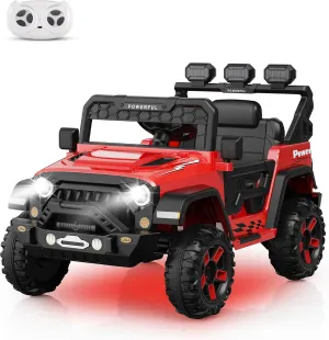 Kids Electric Vehicle for Ages 3-6, Ride on Car with 2.4G Remote Control, 12V Battery Powered Electric Car for Kids with 3 Adjustable Speeds, Soft Start, Battery Display, Music, Red
