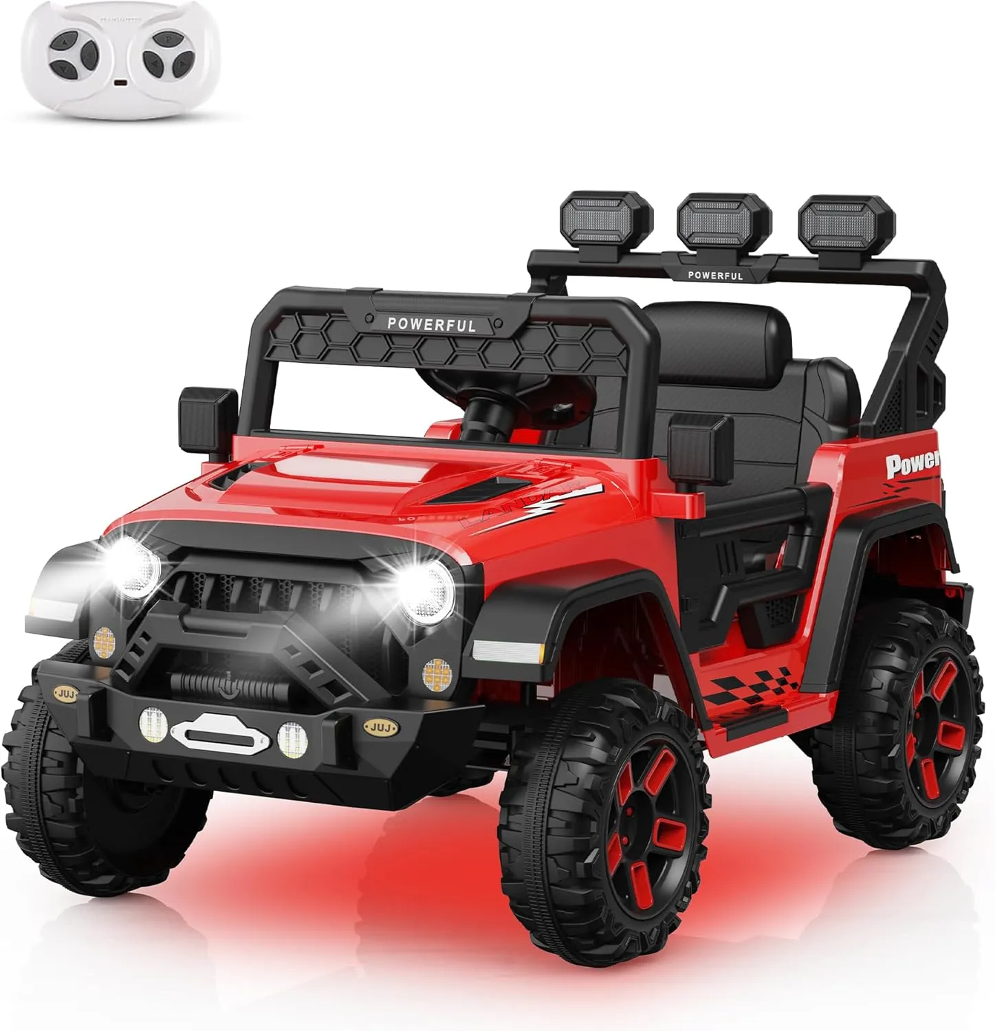 Kids Electric Vehicle for Ages 3-6, Ride on Car with 2.4G Remote Control, 12V Battery Powered Electric Car for Kids with 3 Adjustable Speeds, Soft Start, Battery Display, Music, Red