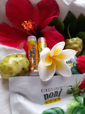 Kingfisher's Noni Lip Balm Duo: 100% Natural Moisture, Sweet Orange & Mint, Long-lasting Hydration, Travel-friendly, Value Pack