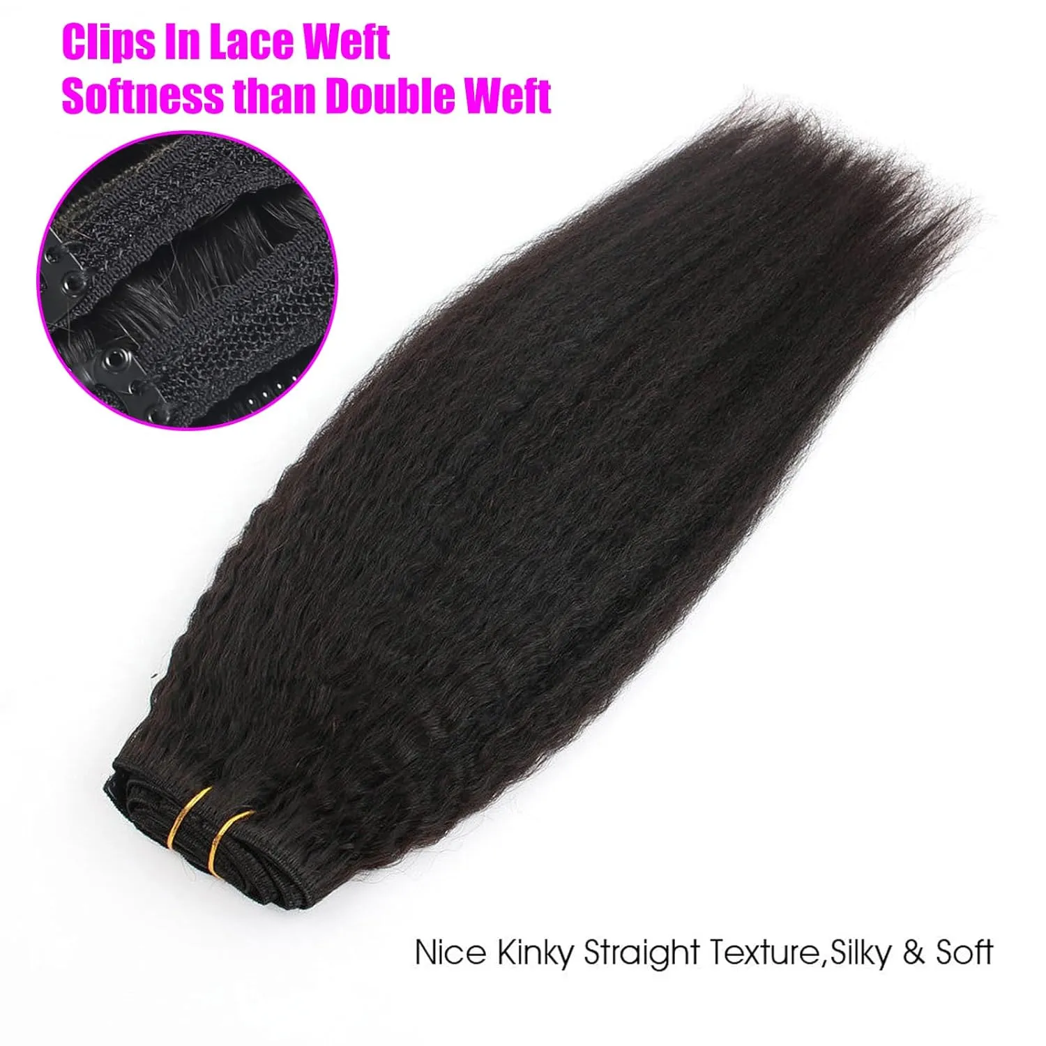 Kinky Straight Clip ins 10pcs Clip In Real Human Hair Extensions For Black Women Brazilian Human Hair Clip ins(12 Inch)