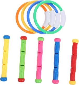 Kisangel 9pcs Diving for Pool for Swim Training Includes Dive Rings Dive Sticks for Water Fun and Underwater Skills Development
