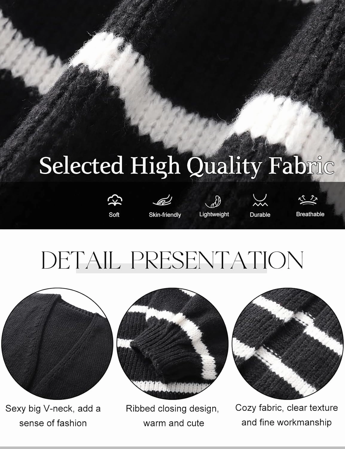 Kissonic Women's Striped Cardigan Sweaters Open Front Long Sleeve Chunky Knit Oversized Fall Sweater Coat