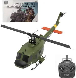 Kooteyybhyy RC Helicopter, 1:34 RC F07 UH-1 Remote Control Helicopter 2.4G 6CH RC Airplane Military Aircraft Model, Helicopter Outdoor RC Plane Birthday RTF/Optical Flow Positioning