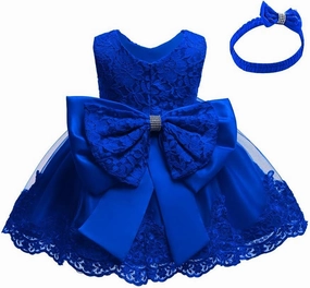 Lace Flower Girls Tutu Dress for Kids Baby Christening Baptism Communion Birthday Party Formal Wedding Dresses Headwear