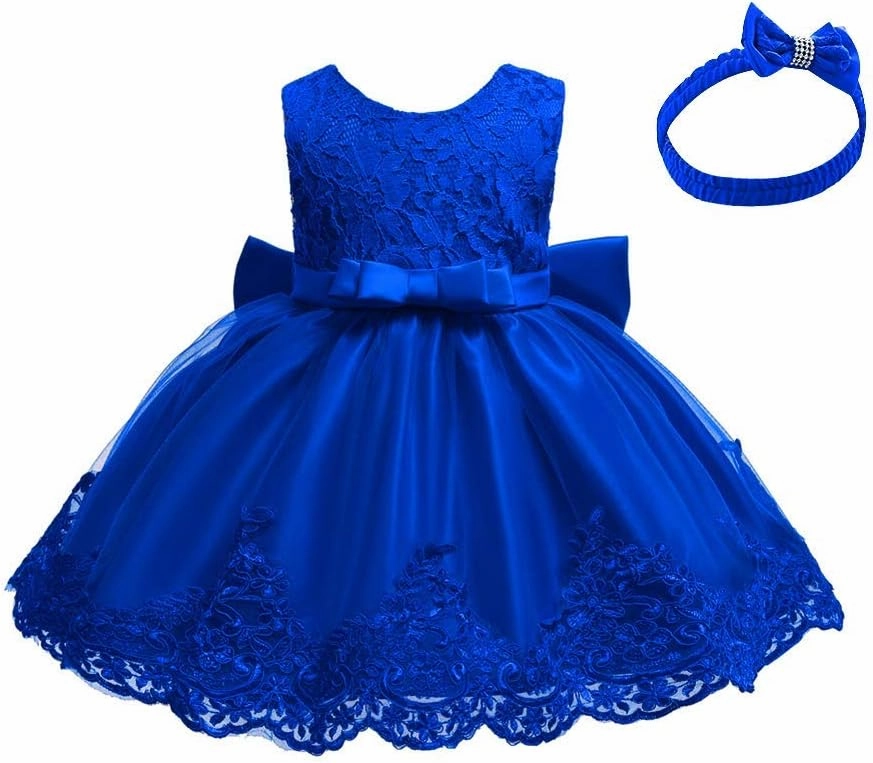 Lace Flower Girls Tutu Dress for Kids Baby Christening Baptism Communion Birthday Party Formal Wedding Dresses Headwear
