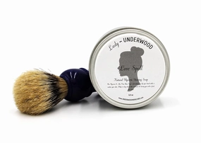 Lady Underwood Shaving Soap Set with Brush - Fast Lathering Natural Glycerin Shaving Cream Alternative for a Smooth Feel & Sweet Scent - For All Skin Types - Made with Aloe Vera - 6 oz (Love Spell Set)