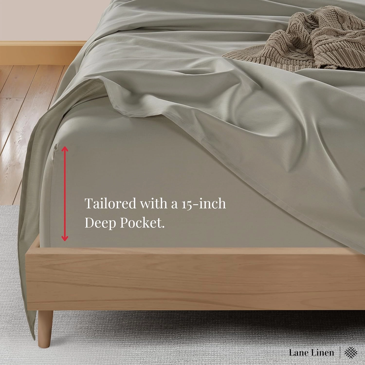 LANE LINEN 600 TC 100% Cotton Queen Sheet Set - Fully Elasticized Soft Queen Deep Pocket Bedding Set, Sateen Weave, Comfy & Natural Cooling Cotton Sheet Set Queen Size, Cotton Bedding Sheets - Silver