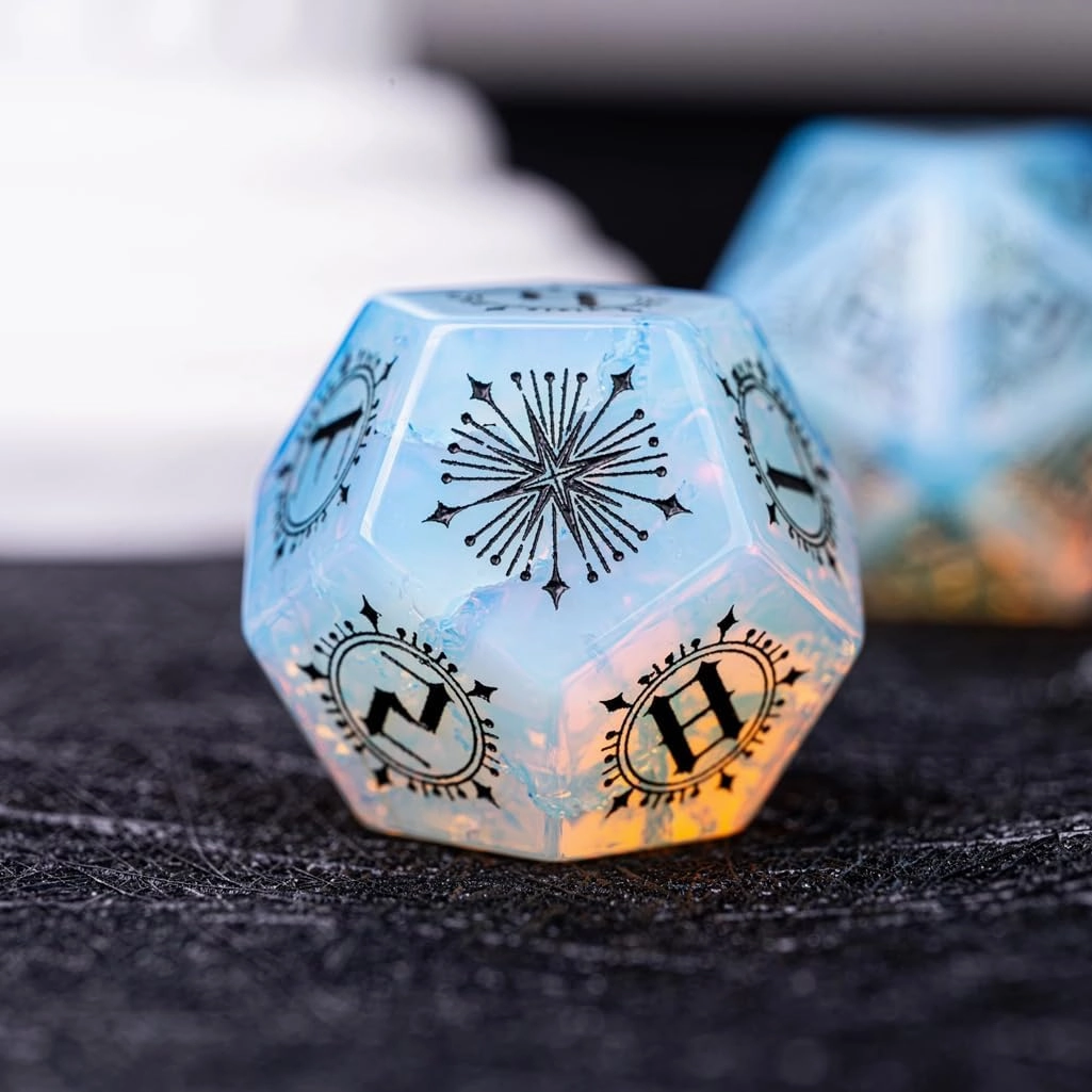 LANGWEI 7Pcs,Role Playing Dice Set, Pretty Ice Crack Opal DND Dice Set, Dungeons and Dragons Polyhedral Dice Set for Table Games, TRPG, Creative Gifts