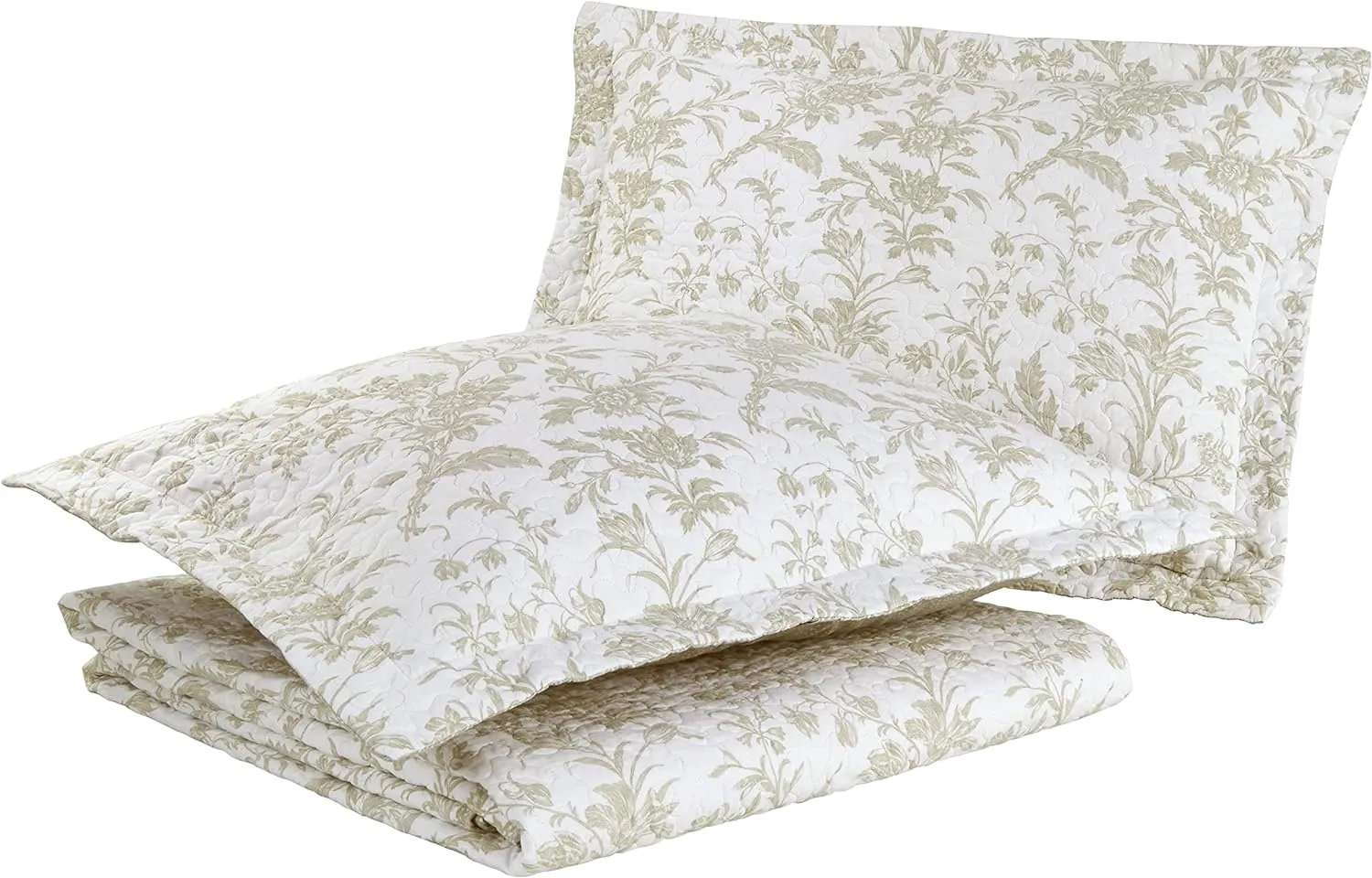 Laura Ashley Home - Queen Quilt Set, Cotton Reversible Bedding with Matching Shams, Home Decor for All Seasons (Amberley Biscuit, Queen)