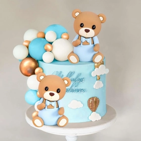 LaVenty Teddy Bear Cake Decoration Cake Decoration Christening Boy Cake Decoration Girl 1 Year Blue Cake Decoration Teddy Bear Cake Decoration for Wedding Baby Shower Birthday Party