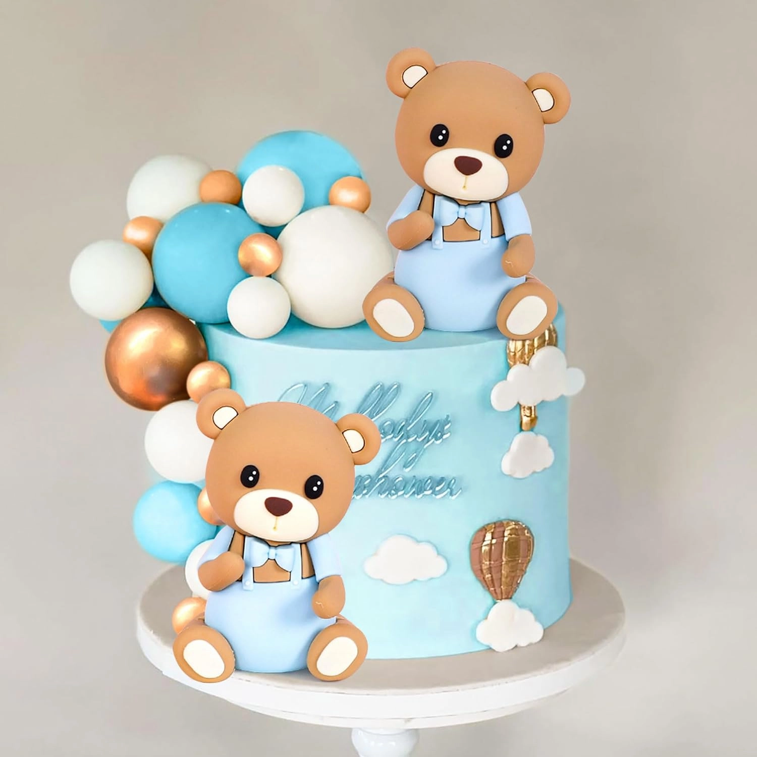 LaVenty Teddy Bear Cake Decoration Cake Decoration Christening Boy Cake Decoration Girl 1 Year Blue Cake Decoration Teddy Bear Cake Decoration for Wedding Baby Shower Birthday Party