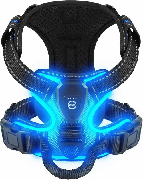 LED Light Up Dog Harness No Pull Adjustable Rechargeable Pet Vest